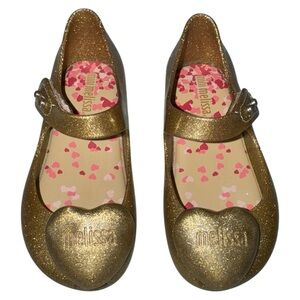 Melissa Gold Dress Shoes with Metallic heart size 8